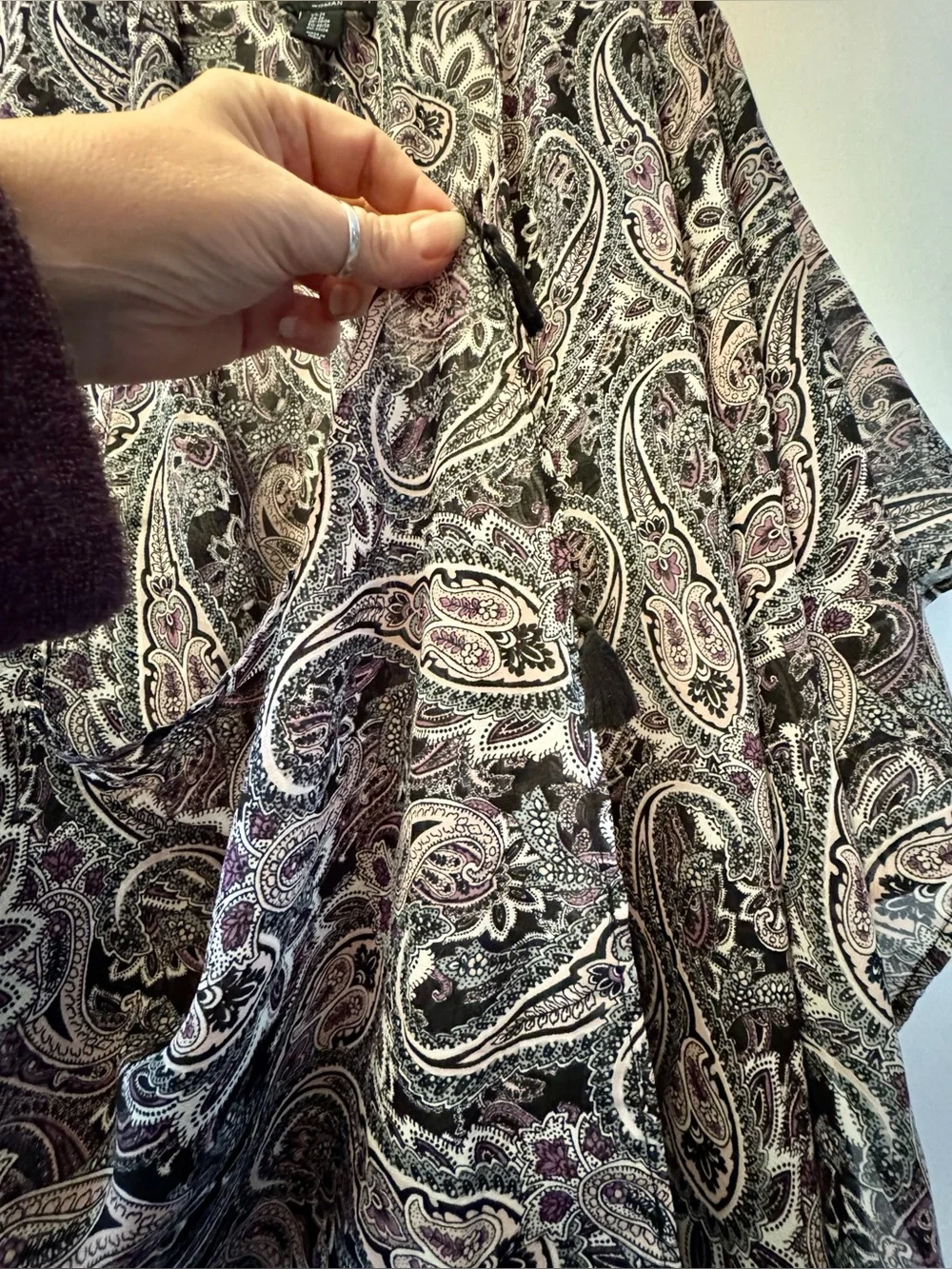 2X Cynthia Rowley Lightweight Paisley Kimono Cover-Up, lavender pastels black